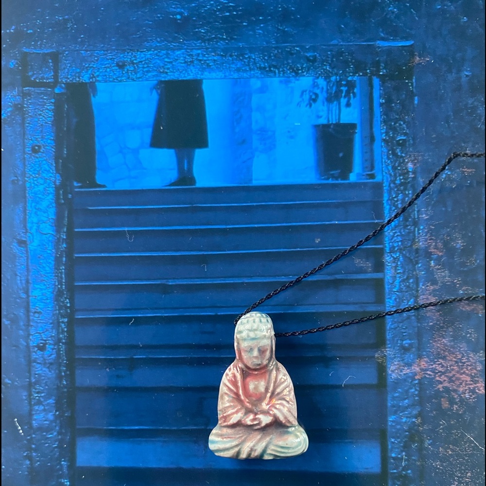 🙏🏾 ceramic handmade Buddha pendant&silk cord